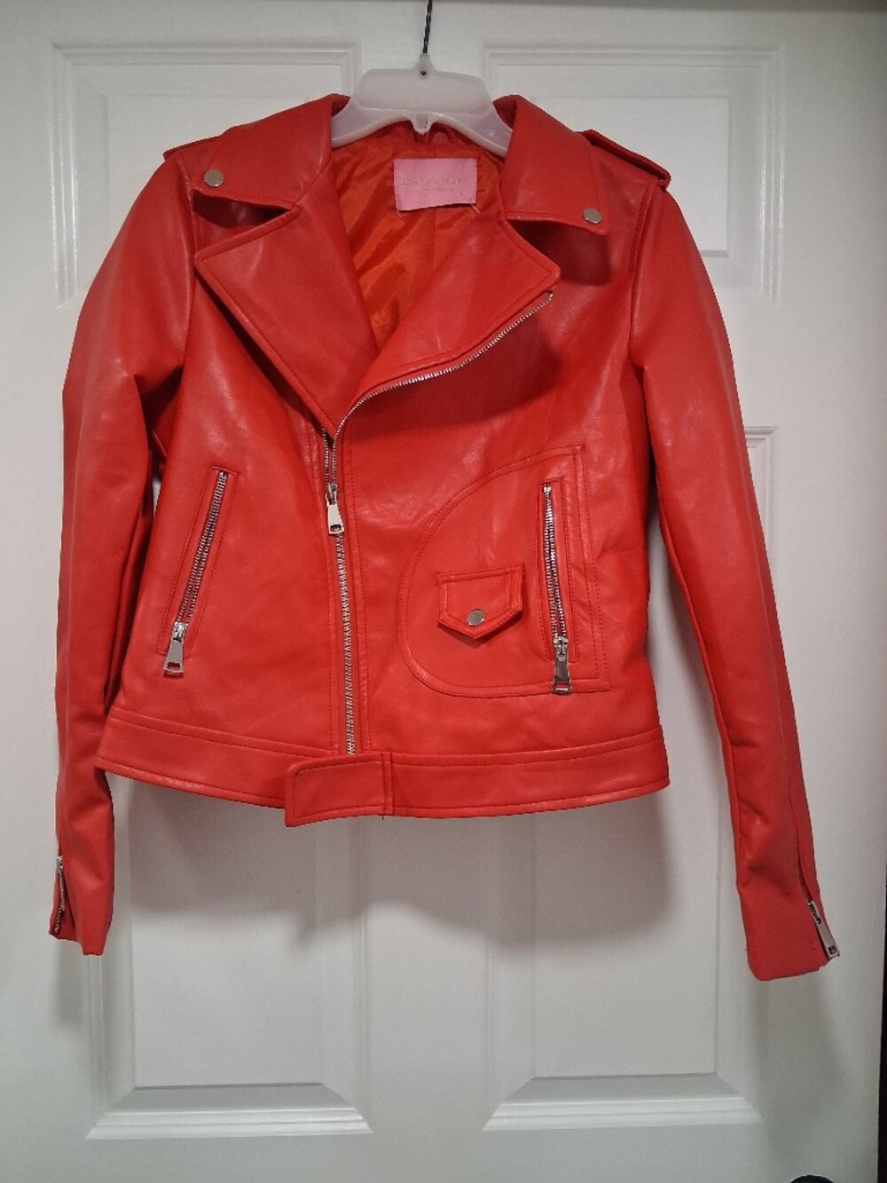 Red leather biker jacket